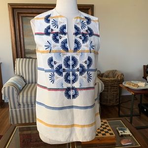 Tory Burch striped v neck boho summer top sz 4